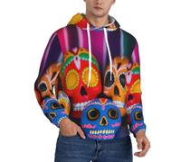 ELSMZXZD Felpe con cappuccio da uomo con grafica a teschio messicano pullover da uomo - Confortevole felpa con cappuccio in poliestere a maniche lunghe con coulisse con tasche S - 4XL, 3D, L