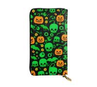 ELSMZXZD Portafoglio in pelle con cerniera lunga, motivo fantasma horror, per Halloween, per donne e uomini, in pelle PU, per tutti i giorni, viaggi, lavoro, affari, 3D, Taglia unica, Classico