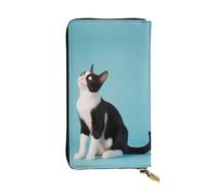 ELSMZXZD Portafoglio in pelle con gatto nero con cerniera lunga, porta carte di credito, pochette per donne e uomini, in pelle PU, portafoglio da donna per tutti i giorni, viaggi, lavoro e affari, 3D