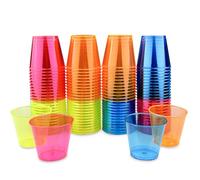 Elsrantor 100 Pezzi Bicchieri Plastica Rigida Lavabili, Bicchierini Liquore da Colpo, Bicchiere Plastica Dura Colorati, Travel Shot Glass Riutilizzabili(30Ml), per Compleanni, Feste, Degustazioni