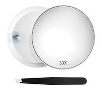 Elsrantor Specchio Ingranditore 30X, Specchio per Trucco con 3 Ventosa, Specchietto Ingrandimento da Viaggio, Specchio Rotondo da 15 cm, Specchio d'Ingrandimento, Adatto per il bagno