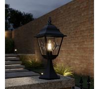 Elstead Lampioncino Norfolk, nero/trasparente, vetro al piombo, IP43 ELSTEAD