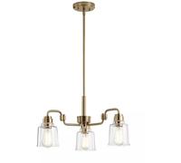 Kichler Lampadario regolabile da tavolo Aivian 3 luci E27 Ø 57,4 cm ottone anticato