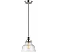Sospensione Contemporanea Baskin Vetro Nichel Lucido 1 Luce E27 D25,4Cm