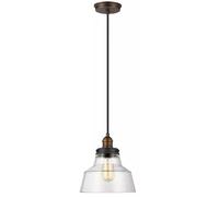 Sospensione Baskin Vetro Ottone Verniciato Zinco Scuro 1 Luce E27 D25,4Cm