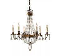 Lampadario Contemporaneo Bellini Acciaio Bronzo Ossidato Cristallo 6 Luci E14