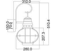 Elstead Lighting Bridge Point lampada da parete per esterni 1x60 W ottone KL-BRIDGEPOINT-L-NBR