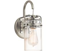 Applique Contemporanea Brinley Acciaio Nichel Spazzolato Vetro 1 Luce E27