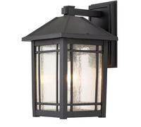 Applique Da Esterno Lampada Da Parete Alluminio Vetro Nero H 41,8 Cm 1 Fiamma