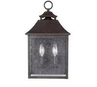 Esterni Lanterna Parete Lampada da Acciaio Vetro 2-Flammig E14 IP44 Giardino Hof