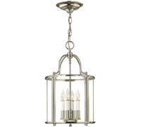 Lampadario Contemporaneo Gentry Acciaio Nichel Lucido Vetro 4 Luci E14