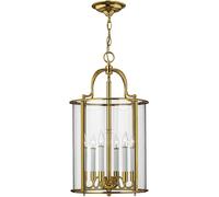 Lampadario Contemporaneo Gentry Ottone Lucido Vetro 6 Luci E14