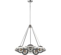 Lampadario Contemporaneo Harper Acciaio Nichel Lucido Vetro 5 Luci E14
