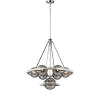 Lampadario Contemporaneo Harper Acciaio Nichel Lucido Vetro 7 Luci E14