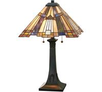 Lampada Da Scrivania Tiffany Inglenook Metallo Bronzo Valiant 2 Luci E27
