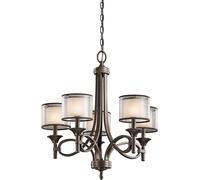 Lampadario Contemporaneo Lacey Acciaio Bronzo Antico Tessuto 5 Luci E14