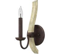 Applique Industrial Nordico Middlefield Acciaio Ferro Ruggine Legno 1 Luce E14