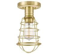 Plafoniera Industrial Nordica Mixon Acciaio Ottone Spazzolato 1 Luce E27