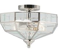 Lampadario Contemporaneo Old Park Ottone Nichel Lucido Vetro 2 Luci E27