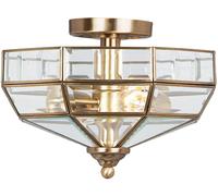 Lampadario Contemporaneo Old Park Ottone Antico Vetro 2 Luci E27