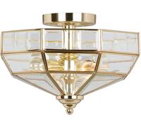 Lampadario Contemporaneo Old Park Ottone Lucido Vetro 2 Luci E27