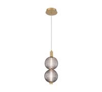 Quintiesse Lampada a sospensione Palmas rigata QN-PALMAS-2MP-BG LED 2 luci oro/grigio fumo Ø15 cm