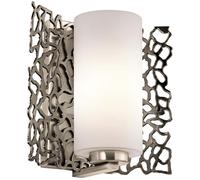 Applique Contemporanea Silver Coral Metallo Peltro Classico Vetro 1 Luce E27