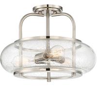 Lampadario Industrial Nordico Trilogy Metallo Nichel Spazzolato 3 Luci E27