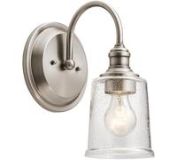 Applique Contemporanea Waverly Acciaio Peltro Classico Vetro 1 Luce E27