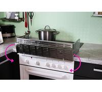 Elternstolz Griglia di protezione per stufa, 60 cm, con coperchio interruttore, in acciaio inox V2A, per neonati e bambini