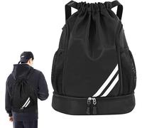 elthmpr Sacca sportiva con coulisse, zaino regolabile con coulisse, borsa sportiva per bambini con scomparto per palla, impermeabile, per giovani adulti, sport e viaggi