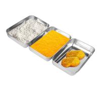 elthmpr Set di 3 Vassoio in Acciaio Inossidabile - vaschette per il panier per impanare, 25 x 20 x 5 cm, rettangolare, panierstrasse in acciaio inox, ciotola rettangolare per carne, pesce e verdure