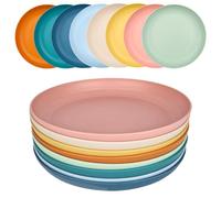 elthmpr Set di 8 piatti in plastica, 23 cm, facili da impilare, riutilizzabili, piatti colorati riutilizzabili per cene, feste, campeggio, picnic, lavabili in lavastoviglie e adatti al microonde