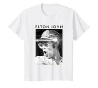 Elton John - Berretto Ufficiale con Lustrini, Colore: Nero e Bianco Maglietta, Bambini, Bianco, 4 Anni