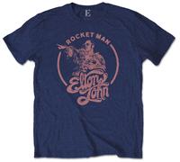 Elton John 'Rocketman Circle Point' (Blu) T-Shirt - NUOVO E UFFICIALE