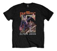 Elton John T-shirt Captain Fantastic Rocketman Nuovo Ufficiale Uomo Nero