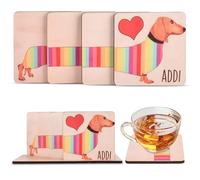 ELUBLU Sottobicchieri per bassotto, sottobicchieri in legno, sottobicchieri decorativi, adatti per caffè, tazze, vetro, da posizionare, possono essere utilizzati quando non in uso come oggetto