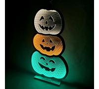 Elumina Decor - 3 zucche impilate Infinity Mirror Light con supporto - Decorazione di Halloween illuminata a LED - Alimentazione USB - Luce infinita LED 3D - Decorazione stagionale per interni per