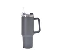 ELUNIA Tazza da viaggio isolata in acciaio inox, grande capacità, con tre zero, quattro manici, per uso esterno in auto (grigio)