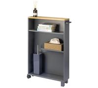eluno Carrello da bagno per nicchia da cucina, carrello da cucina, organizer da bagno a 3 livelli, in legno (Grigio-legno)