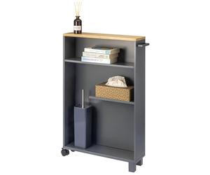 eluno Carrello da bagno per nicchia da cucina, carrello da cucina, organizer da bagno a 3 livelli, in legno (Grigio-legno)