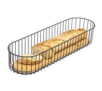 eluno Ciotola metallica con fondo in bambù, cestino multiuso per frutta, cestino per pane, cestino per panini, cestino lungo per baguette (nero)