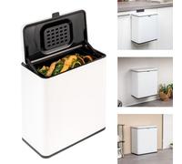 eluno Pattumiera biologica 6L con filtro per odori, da appendere, da posizionare o incollare, secchio per compost, 3 tipi di montaggio (bianco)