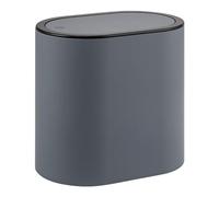 eluno Pattumiera ovale con superficie gommata SoftTouch, coperchio basculante e cuscinetti di protezione contro graffi, pattumiera per WC ospiti e bagno in plastica, capacità 6 litri (grigio)