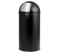 eluno Pattumiera pushm, 35 litri, in lamiera d'acciaio, stile retrò, con coperchio rimovibile, pattumiera da cucina, con pattumiera a spinta (nero)