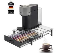 eluno Portacapsule per 40 x Nespresso Vertuo, cassettiera in vetro, in metallo e vetro, contenitore per capsule di caffè, dispenser di capsule (trasparente)