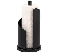 eluno Portarotolo da cucina in acciaio inox e metallo laccato con base stabile, adatto per rotoli da cucina standard fino a 28 cm o 3 rotoli di carta igienica (nero)