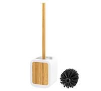 eluno Scopino WC con superficie gommata Soft Touch in plastica e bambù, con 1 testina di ricambio (bianco)