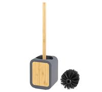 eluno Scopino WC con superficie gommata Soft Touch in plastica e bambù, con 1 testina di ricambio (grigio)