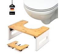 eluno Sgabello WC in bambù con cuscinetti antiscivolo, pieghevole salvaspazio, stabile sgabello ideale per adulti e bambini, offre sollievo in caso di stitichezza, gonfiore (Bianco)